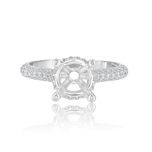 Pavé-Style 0.74 Carat Diamond Platinum Engagement Ring Setting