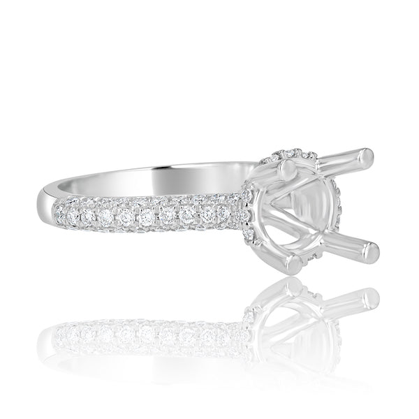 Pavé-Style 0.74 Carat Diamond Platinum Engagement Ring Setting