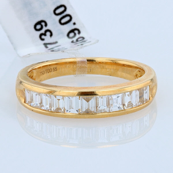 Channel-Set 0.65 Carat Emerald-Cut Diamond 18K Yellow Gold Wedding Band