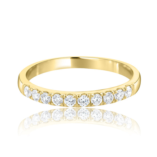 Split-Prong 0.28 Carat Diamond 18K Yellow Gold Wedding Band