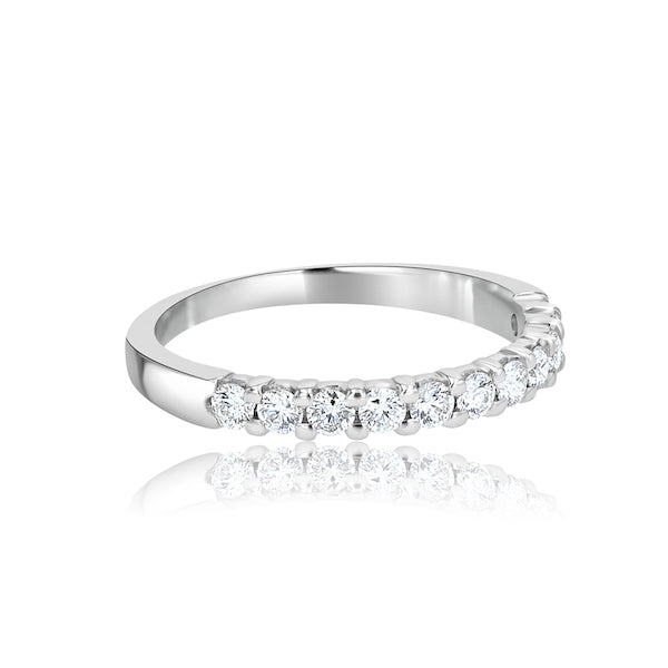 Shared-Prong 0.30 Carat Diamond 14K White Gold Wedding Band