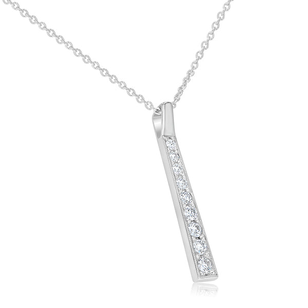 Nine-Stone 0.45 Carat Diamond Drop Platinum Bar Pendant