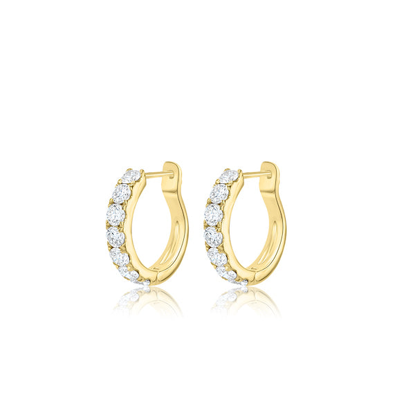 Petite 0.57 Carat Diamond 18K Yellow Gold Hoop Earrings