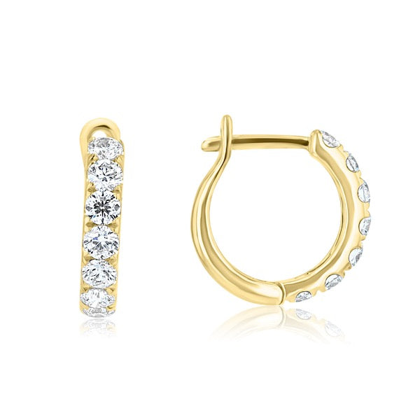 Petite 0.57 Carat Diamond 18K Yellow Gold Hoop Earrings