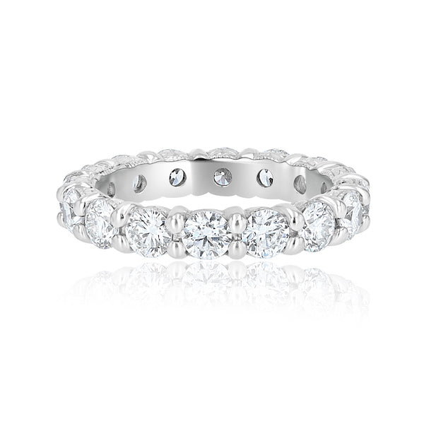 Handmade 2.14 Carat Diamond Platinum Milgrain Edge Eternity Band