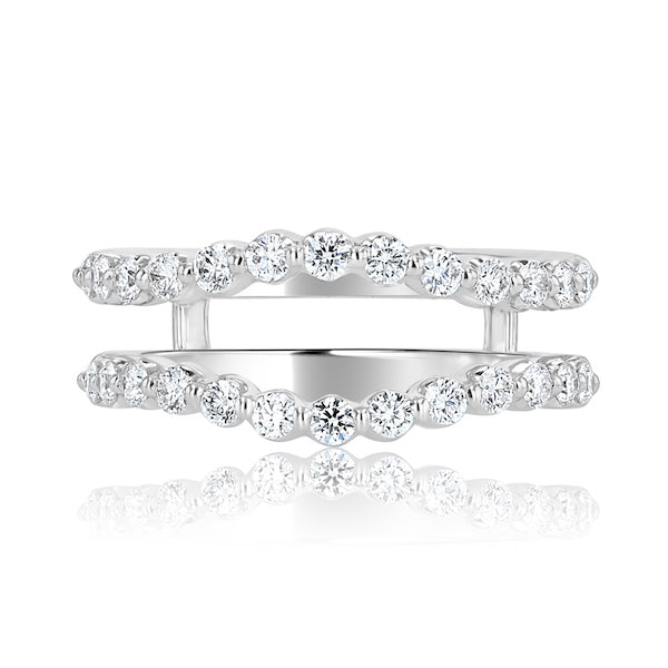 Floating 0.85 Carat Diamond 14K White Gold Curved Insert Band