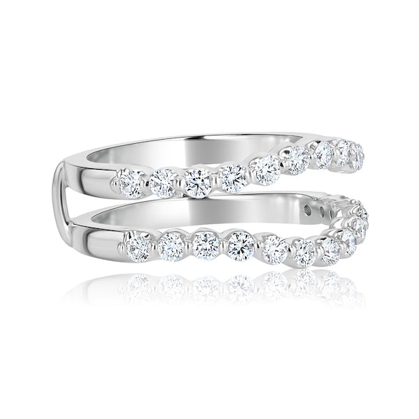 Floating 0.85 Carat Diamond 14K White Gold Curved Insert Band