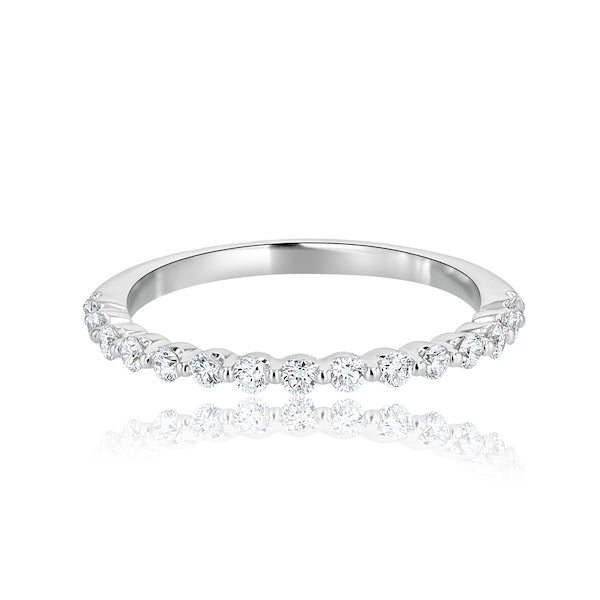 Light 0.34 Carat Diamond Minimal Prong 14K White Gold Wedding Band