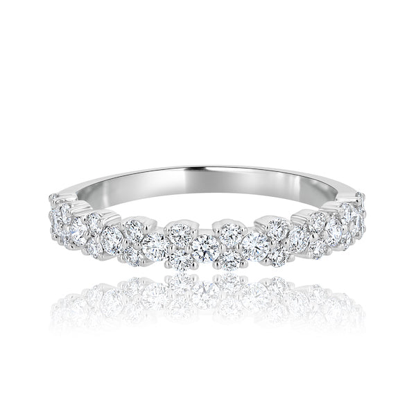 Double-to-Single Design 0.50 Carat Diamond 14K White Gold Wedding Band