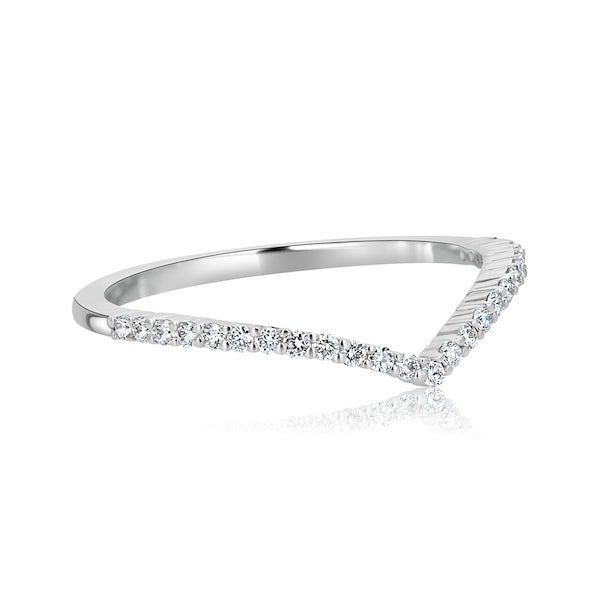 V-Design 0.20 Carat Diamond 14K White Gold Wedding Band