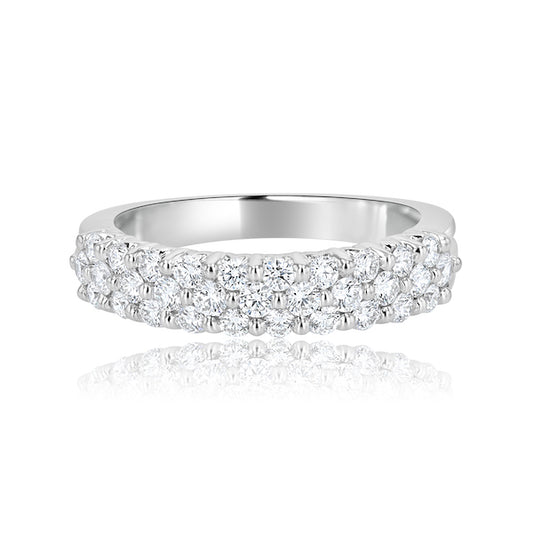 Triple-Row 0.78 Carat Diamond 14K White Gold Fashion Band