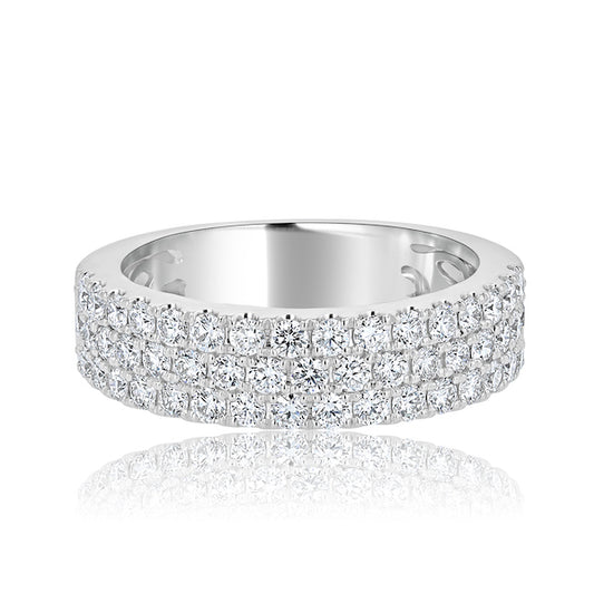 Triple-Row 1.10 Carat Diamond Tapered 14K White Gold Fashion Band