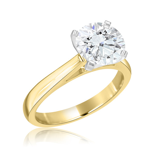 Cathedral-Style 18K Yellow Gold & Platinum Four-Prong Engagement Ring Mounting