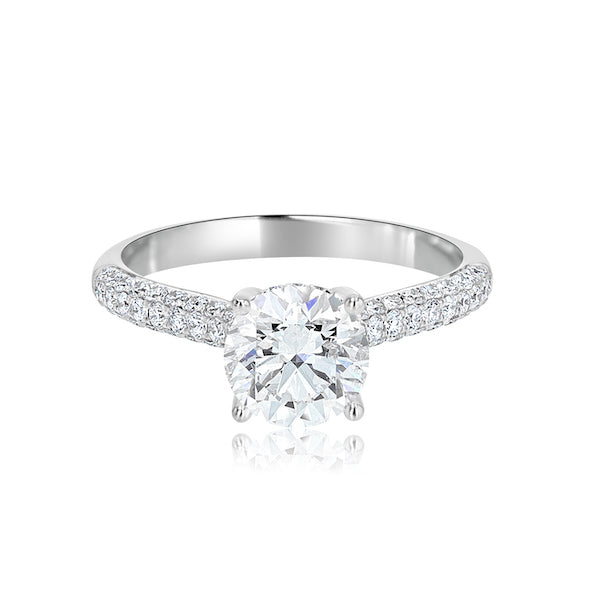 Cathedral-Style 0.60 Carat Diamond Coated 18K White Gold Engagement Ring Setting