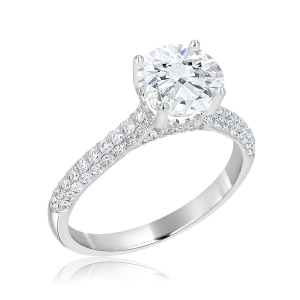 Cathedral-Style 0.60 Carat Diamond Coated 18K White Gold Engagement Ring Setting
