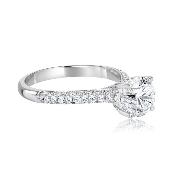 Cathedral-Style 0.60 Carat Diamond Coated 18K White Gold Engagement Ring Setting