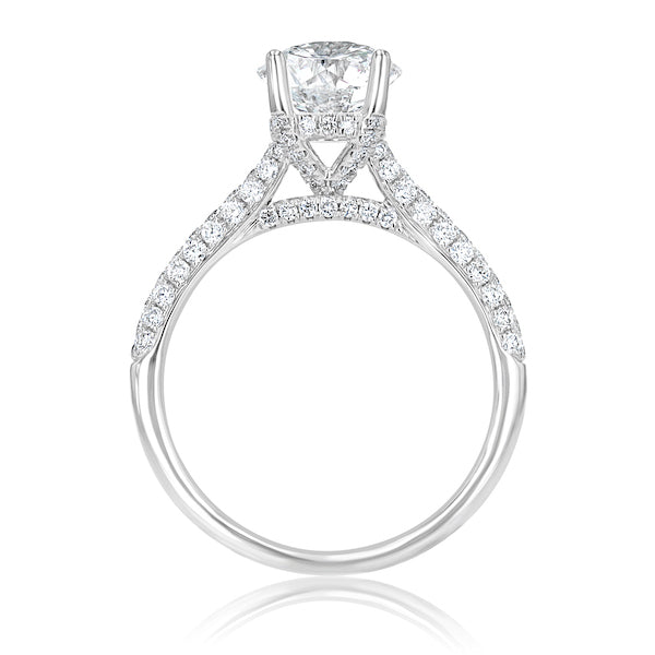 Cathedral-Style 0.60 Carat Diamond Coated 18K White Gold Engagement Ring Setting