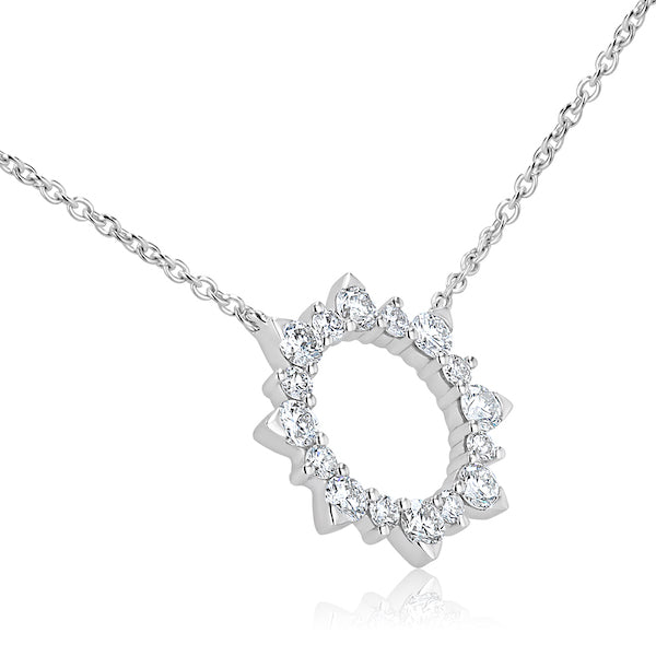 "Solar" Open Circle 0.64 Carat Diamond 18K White Gold Pendant