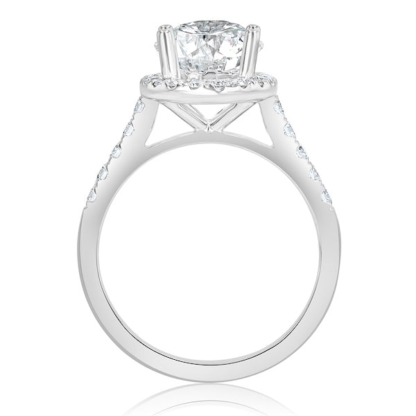 Glowing Oval 0.52 Carat Diamond 18K White Gold Engagement Ring Setting