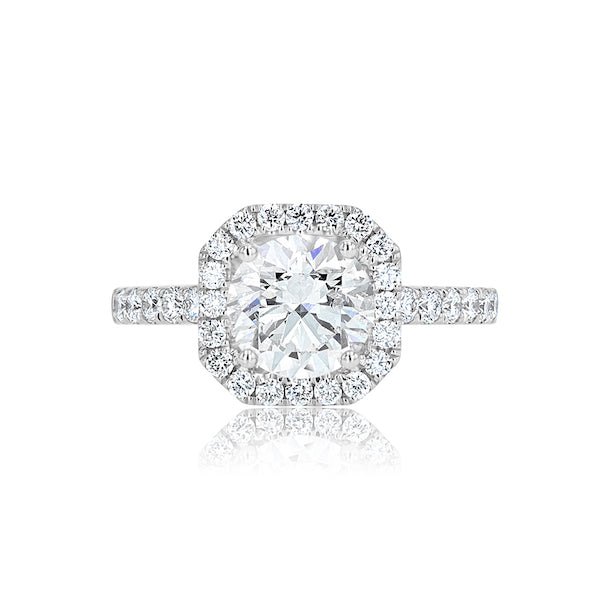 Octagon-Shaped 0.50 Carat Diamond Halo 18K White Gold Engagement Ring Setting
