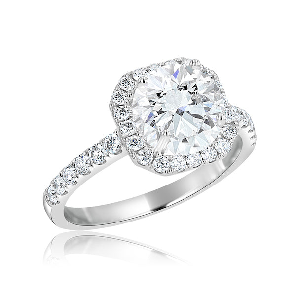 Octagon-Shaped 0.50 Carat Diamond Halo 18K White Gold Engagement Ring Setting