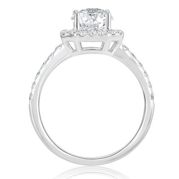 Octagon-Shaped 0.50 Carat Diamond Halo 18K White Gold Engagement Ring Setting