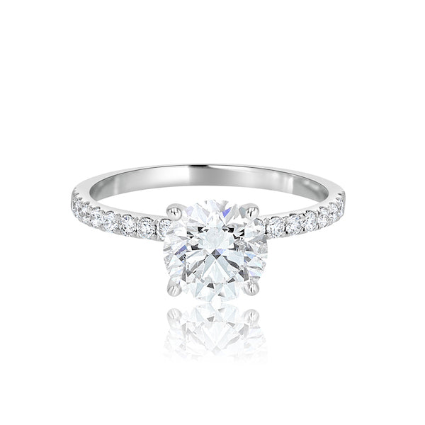 Petite Hidden-Halo 0.28 Carat Diamond 18K White Gold Engagement Ring Setting