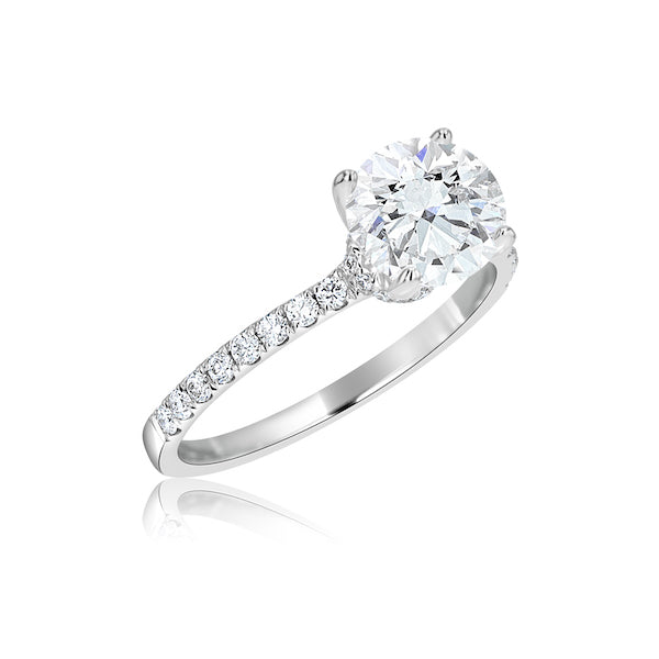 Petite Hidden-Halo 0.28 Carat Diamond 18K White Gold Engagement Ring Setting