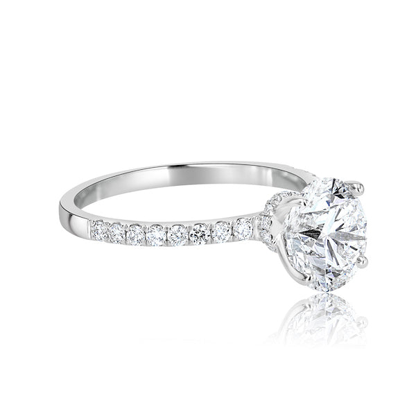 Petite Hidden-Halo 0.28 Carat Diamond 18K White Gold Engagement Ring Setting