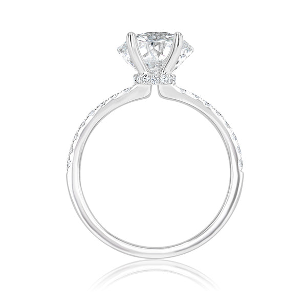Petite Hidden-Halo 0.28 Carat Diamond 18K White Gold Engagement Ring Setting