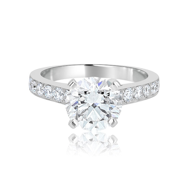 Twelve-Stone 0.47 Carat Diamond 18K White Gold Channel-Set Engagement Ring Setting