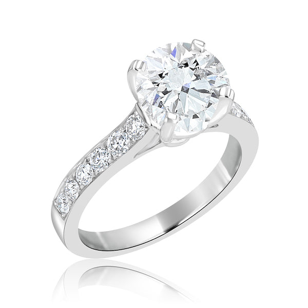 Twelve-Stone 0.47 Carat Diamond 18K White Gold Channel-Set Engagement Ring Setting