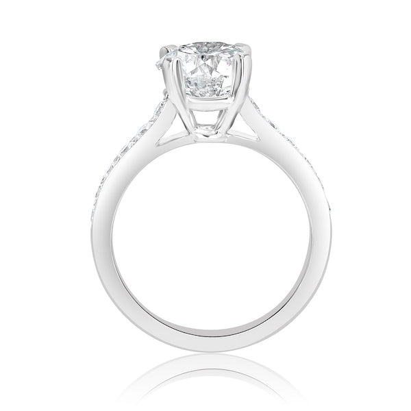 Twelve-Stone 0.47 Carat Diamond 18K White Gold Channel-Set Engagement Ring Setting