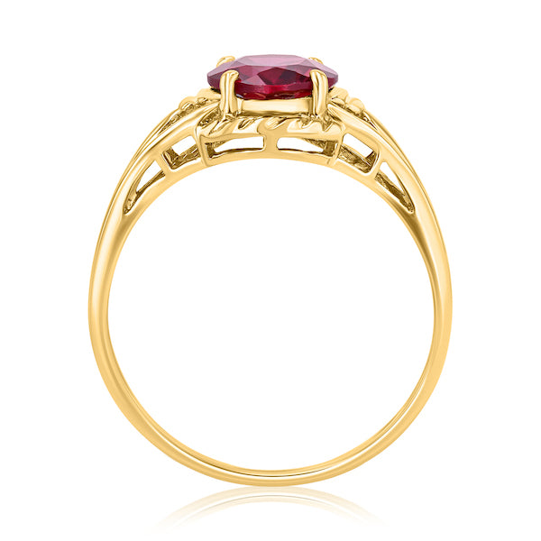 1.86 Carat Oval Garnet Rhodolite 10K Yellow Gold Ring