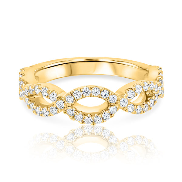 Twisted 0.60 Carat Diamond 18K Yellow Gold Band