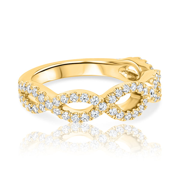 Twisted 0.60 Carat Diamond 18K Yellow Gold Band