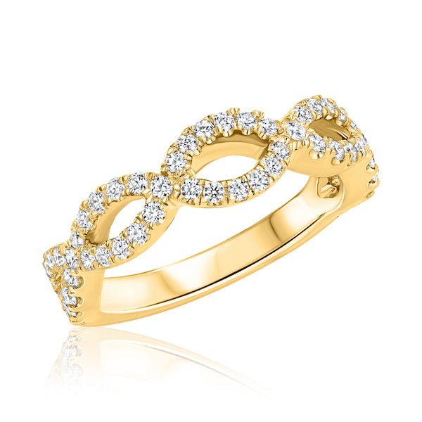 Twisted 0.60 Carat Diamond 18K Yellow Gold Band