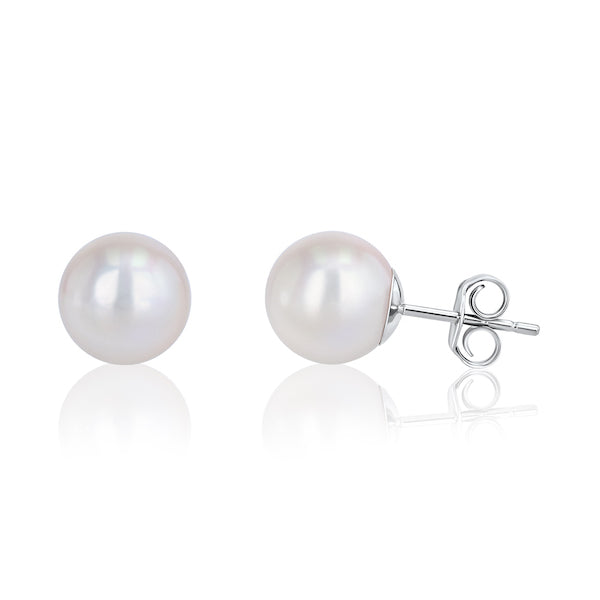 Luminous 8mm Akoya Pearl Stud Earrings | Washington Diamond