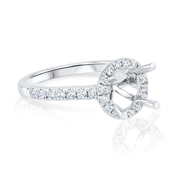 Thin Round Halo 18KW Cathedral Setting | Washington Diamond