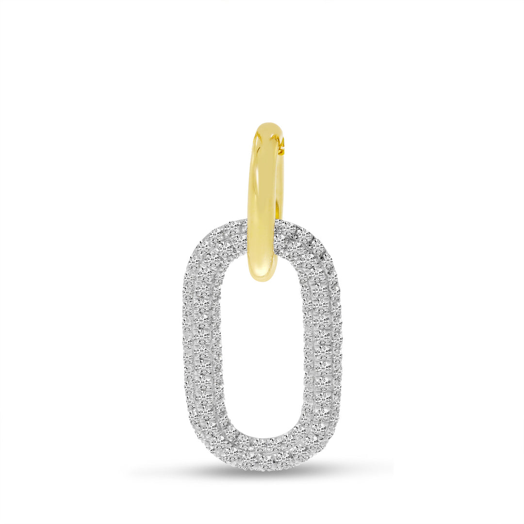Embellished Diamond Pave 14K Yellow & White Gold Paperclip Pendant