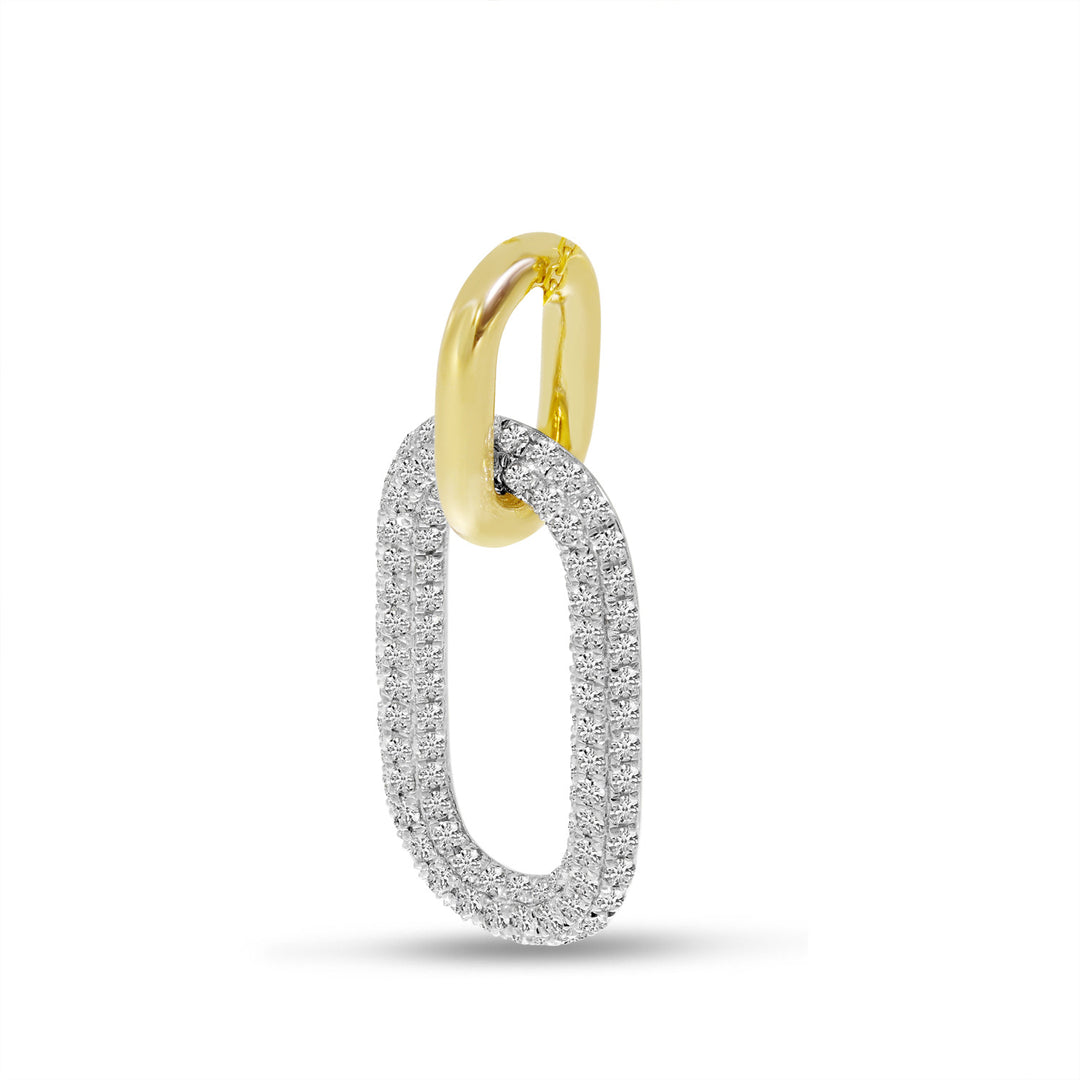 Embellished Diamond Pave 14K Yellow & White Gold Paperclip Pendant