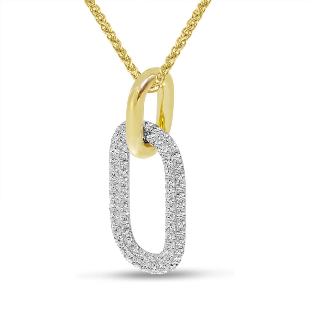 Embellished Diamond Pave 14K Yellow & White Gold Paperclip Pendant