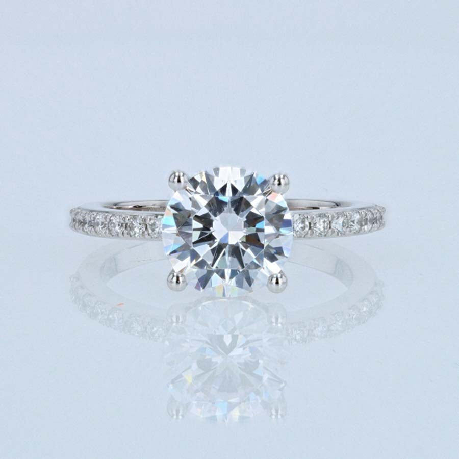 Hidden Halo Diamond Four-Prong Platinum Engagement Ring Setting
