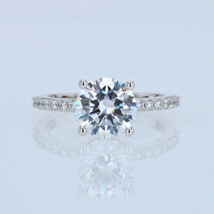 Hidden Halo Diamond Four-Prong Platinum Engagement Ring Setting
