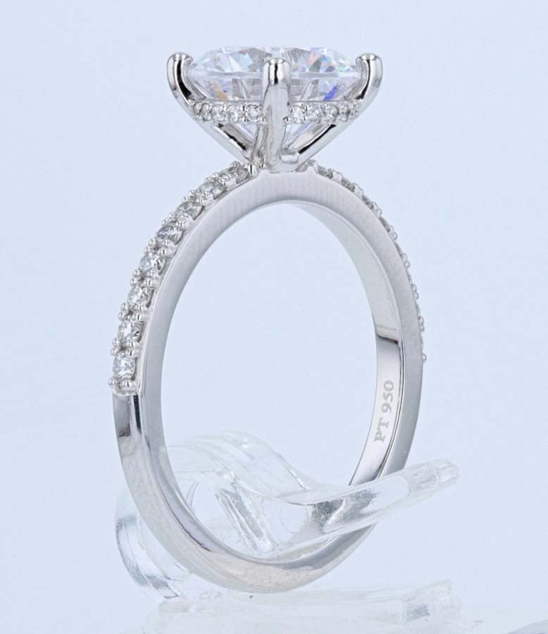 Hidden Halo Diamond Four-Prong Platinum Engagement Ring Setting