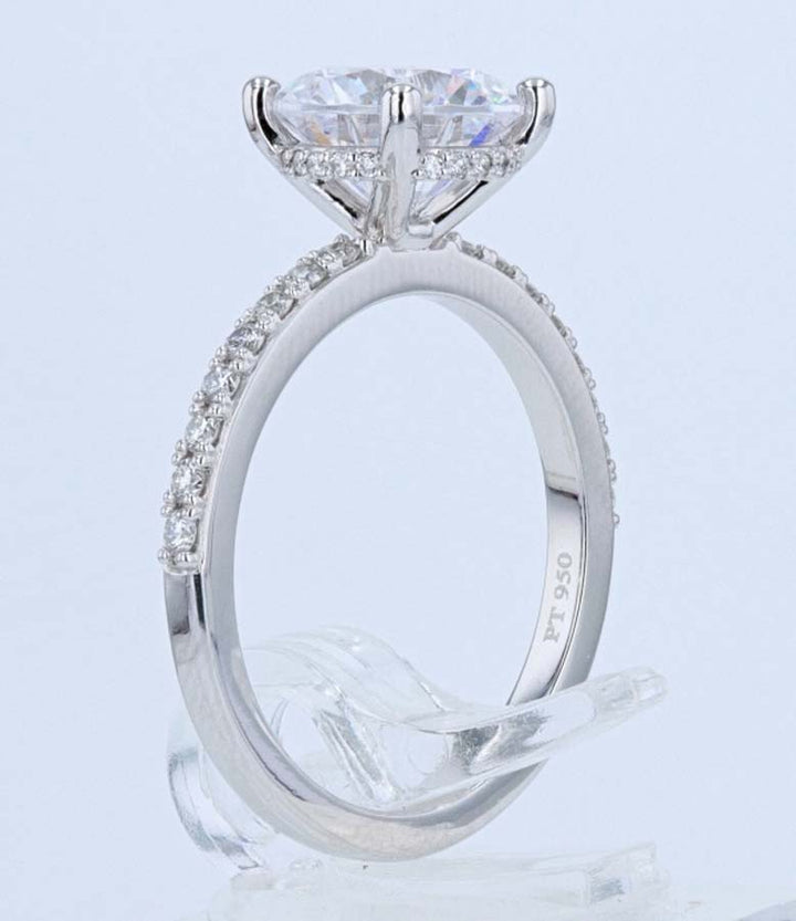 Hidden Halo Diamond Four-Prong Platinum Engagement Ring Setting