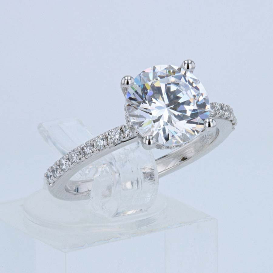 Hidden Halo Diamond Four-Prong Platinum Engagement Ring Setting