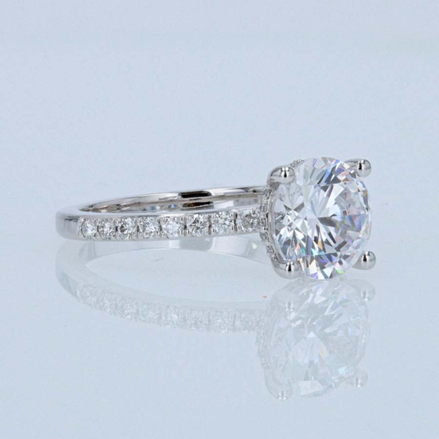 Hidden Halo Diamond Four-Prong Platinum Engagement Ring Setting