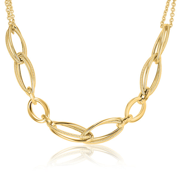 Gold Finish Sterling Silver Muti-Link Neck | Washington Diamond