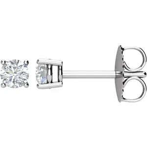 0.50 Carat Diamond Stud 14K White Gold Earrings G-H/SI